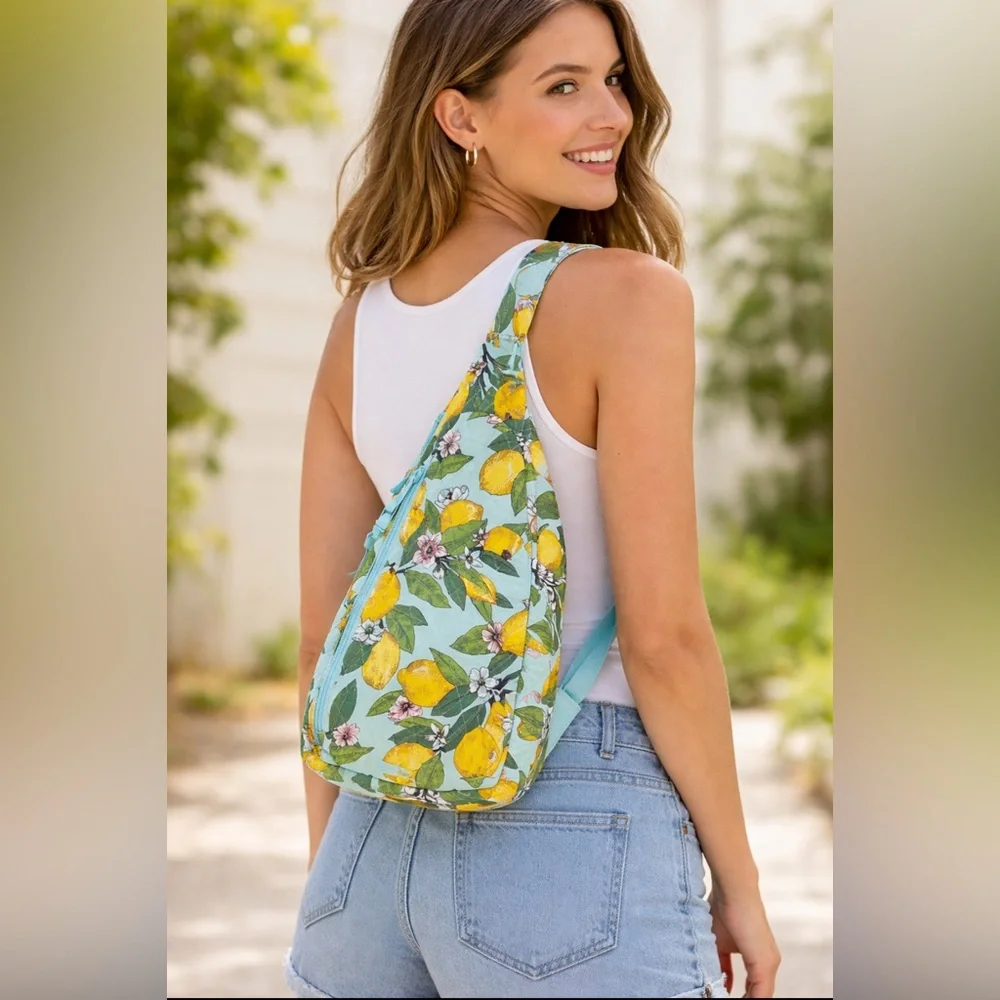 Vera Bradley Essential Slingback in Lemon Grove Sling Crossbody - Picture 1 of 12